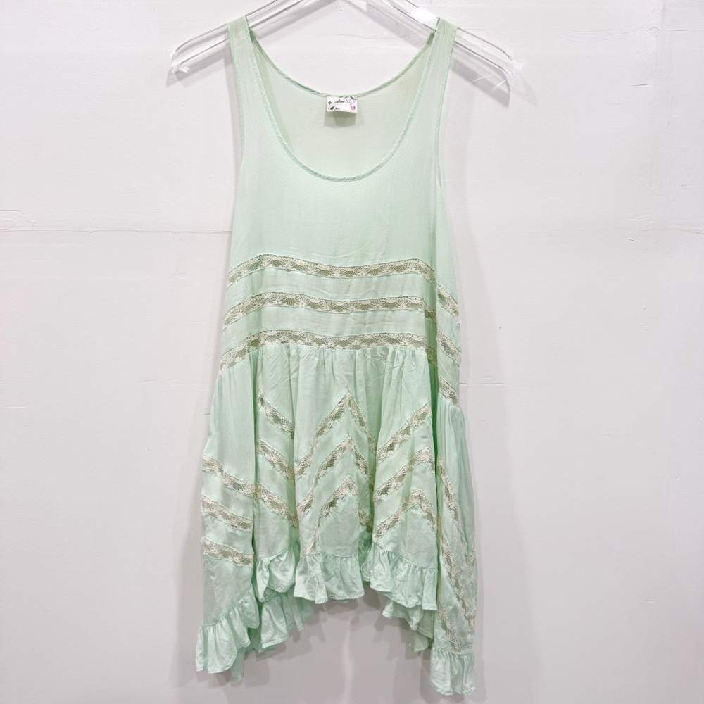 Intimately Free People Voile Lace Trapeze Mini Slip Dress Mint Green XS